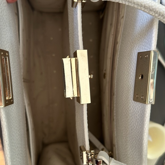KATE SPADE EUC STRUCTURED WHITE LEATHER HANDBAG - Picture 4 of 6